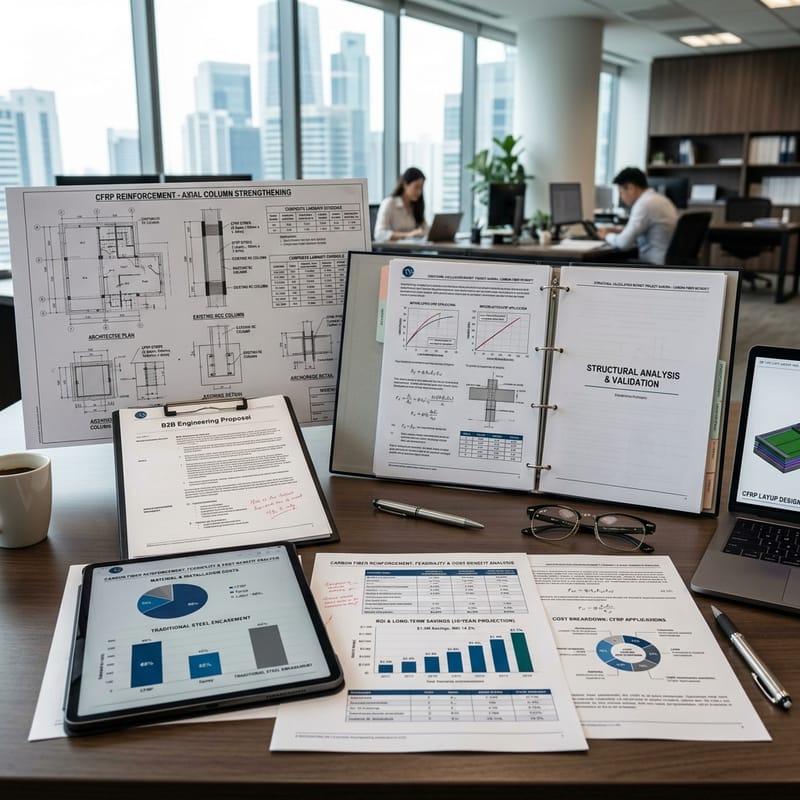 Cálculo técnico de costes y presupuesto de refuerzo estructural con fibra de carbono