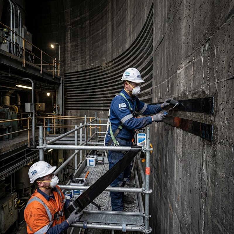 Refuerzo estructural industrial y silos con fibra de carbono