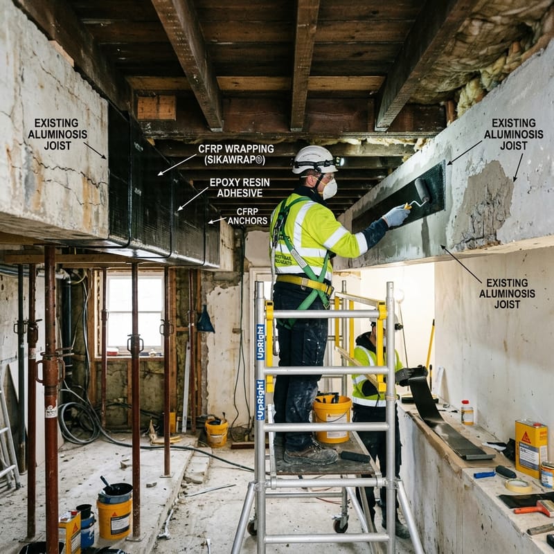 Reparación estructural de aluminosis en forjado sin demolición